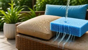 quick dry foam allowing water to pass through outdoor cushion for faster drying